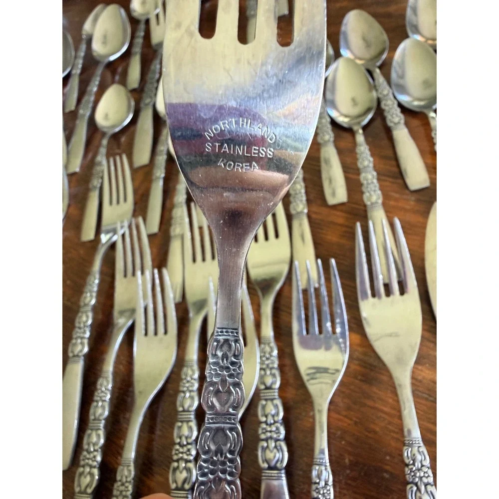 Oneida Northland REBECCA Stainless Lot of 52 Forks Spoons Flatware Vintage